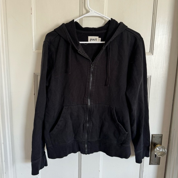Pact black organic cotton zip hoodie size medium - Picture 1 of 9